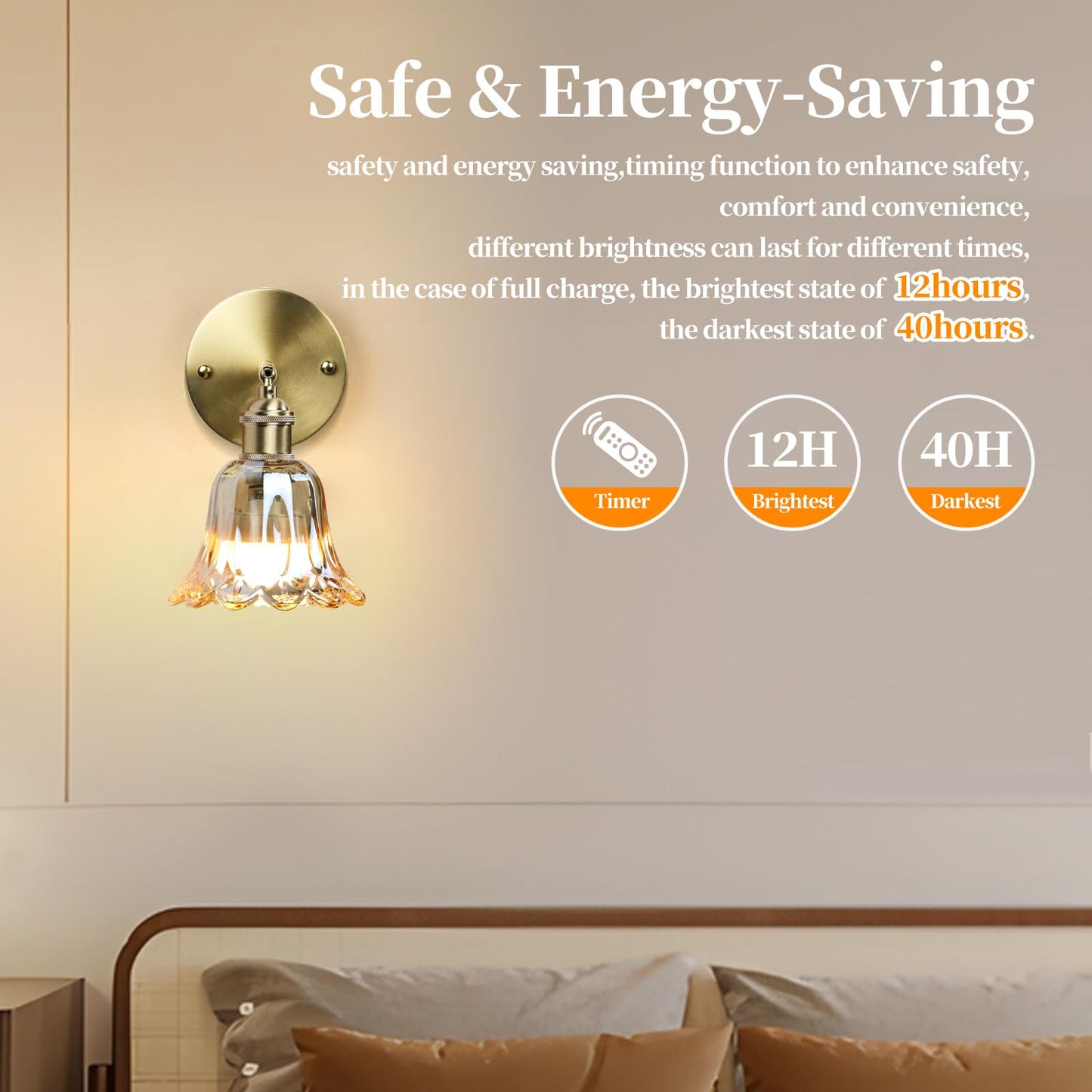GEEZO Vintage Battery Operated Wall Sconce with Remote Control, Pineapple Amber, 1 Pack, Model GEEZO-Y-4, Polyester Material