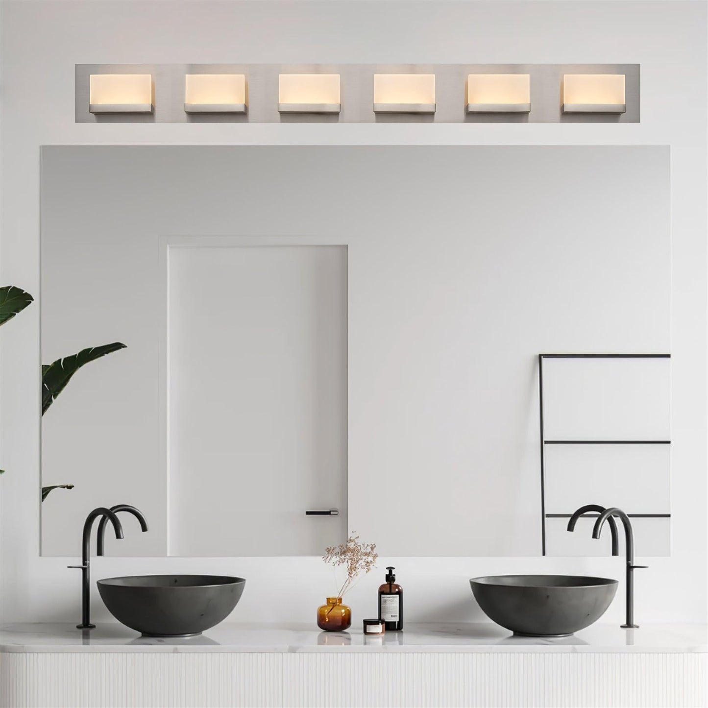 Kira Home Everett 48in Modern LED Bathroom/Vanity Light, Brushed Nickel, Metal, Model RV-WB9266-BN, Energy Efficient, 3000K Warm White