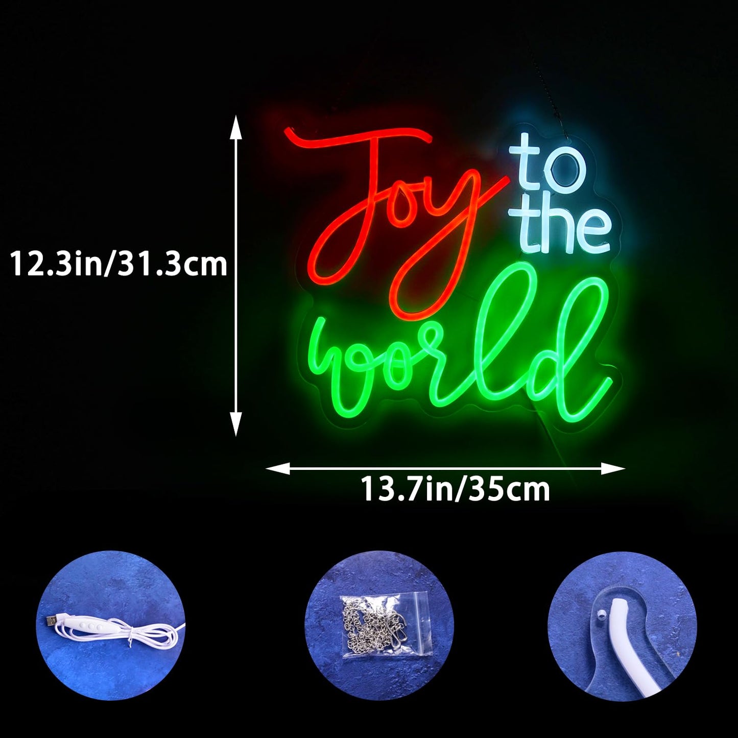 Joy To The World Neon Light Sign Happy Winter Holiday Led Sign Art Wall Decor Red Green Christmas Neon Sign For Thanksgiving New YearS Day Xmas Party Countdown Party