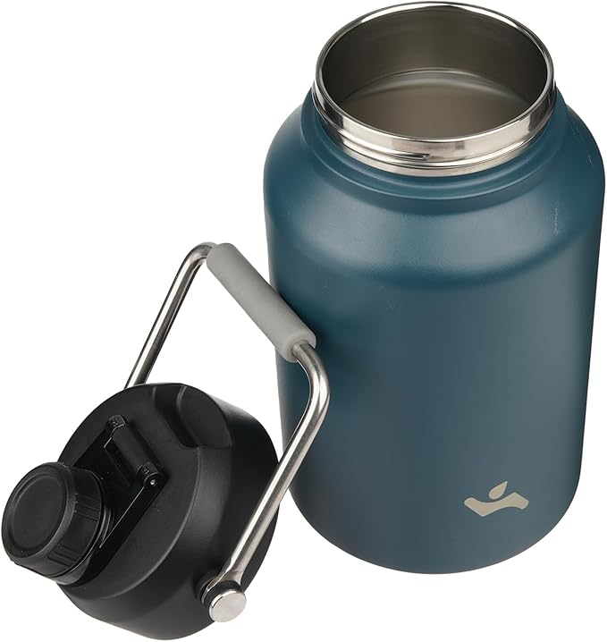 Jug with Handle,87 oz Insulated Water Bottle with Carrying Pouch, Double Wall Vacuum Stainless Steel Metal Bottle,Navy blue