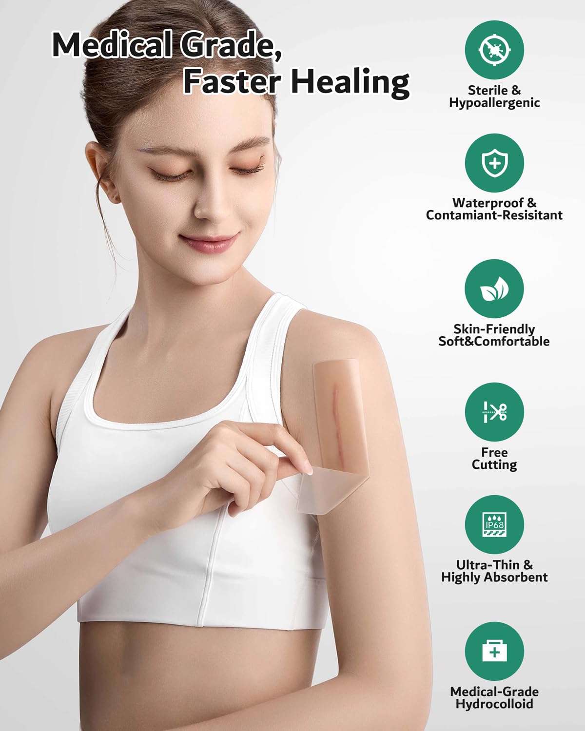 Extra Large 2''x20ft Hydrocolloid Roll for Wound Care - Cut-to-Size, Medical-Grade Hydrocolloid Patch Bandages with Self-Adhesive, Ultra Absorbent, Flexible & Waterproof, First Aid Kit Essential