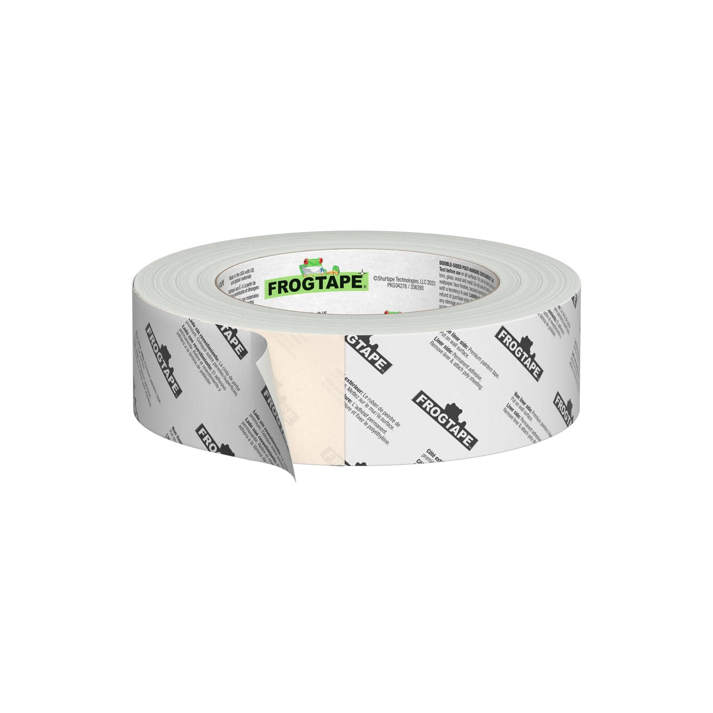 FrogTape DS 154 Premium Grade, Double-Sided Poly-Hanging Containment Tape, Sticks to Plastic Sheets, for Remodeling and Remediation, 36mm x 25yds, Natural, 1 Roll (243049)