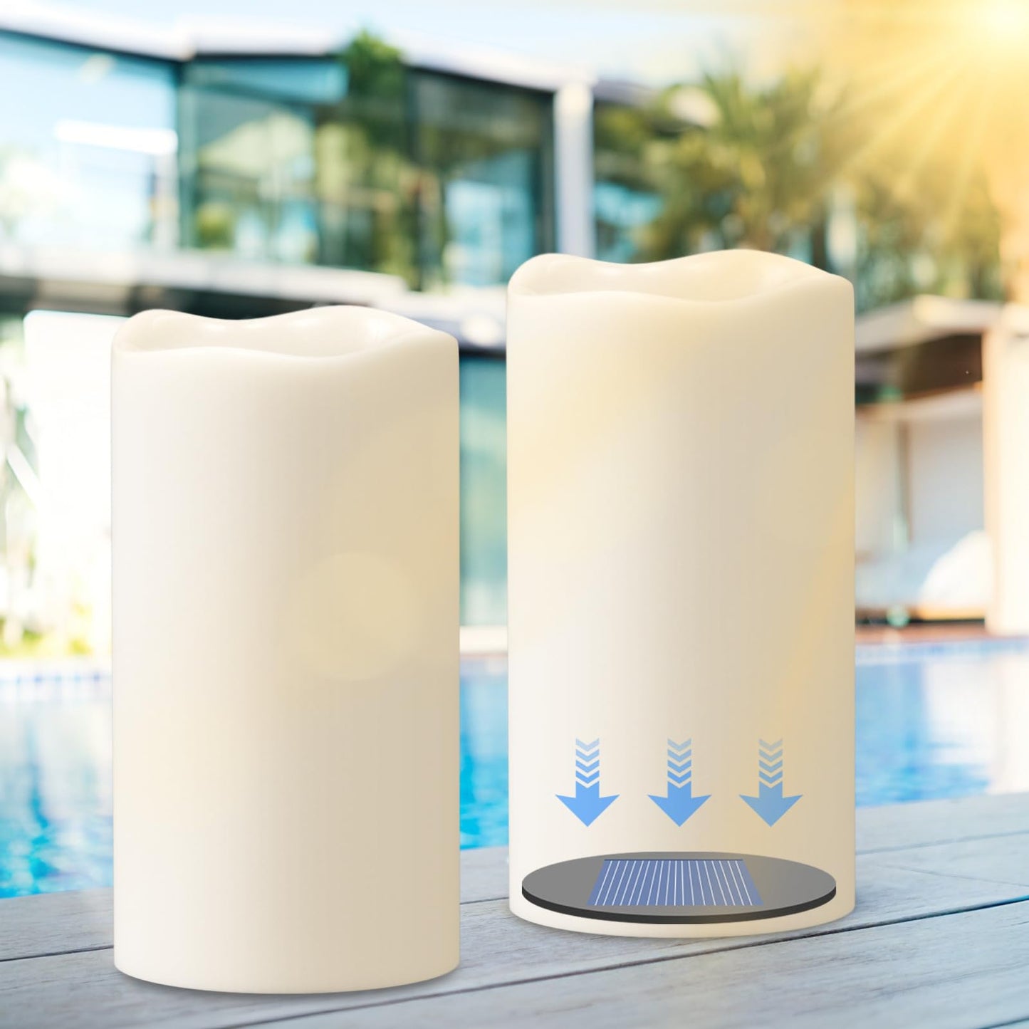 Eldnacele Lage Solar Candles Outdoor Waterproof, Rechargeable Solar Powered Flameless Flickering Dusk to Dawn White Plastic LED