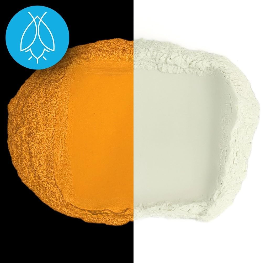 Glow in The Dark Pigment Powder - Neutral and Fluorescent Color for Art Painting, Fine Art, Nail Art Paint, and DIY Crafts - Long Lasting 10+ Color Options - Neutral Orange - (1 Ounce/30 Grams)