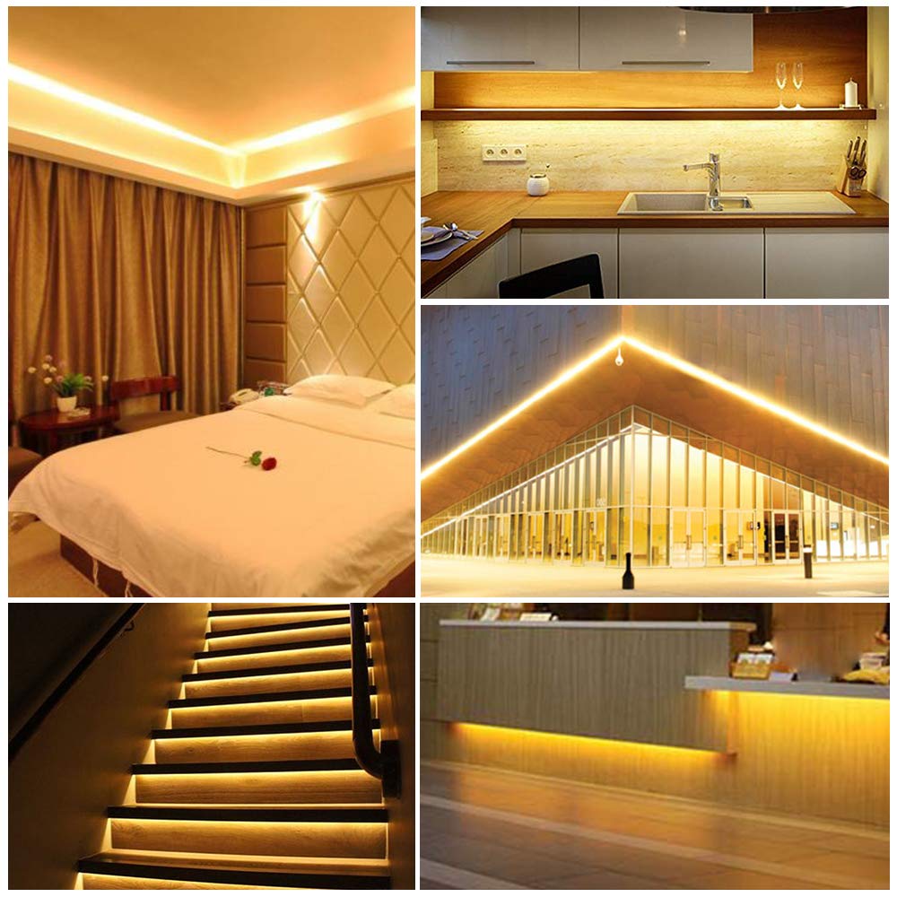 Btf-Lighting Fcob Cob Led Strip 8W/M 16.4Ft Dc12V Warm White 3000K Flexible High Density Uniform Light Cri 90+ 8Mm Width Led Ribbon Black Pcb For Indoor Decor(No Adapter Or Controller)