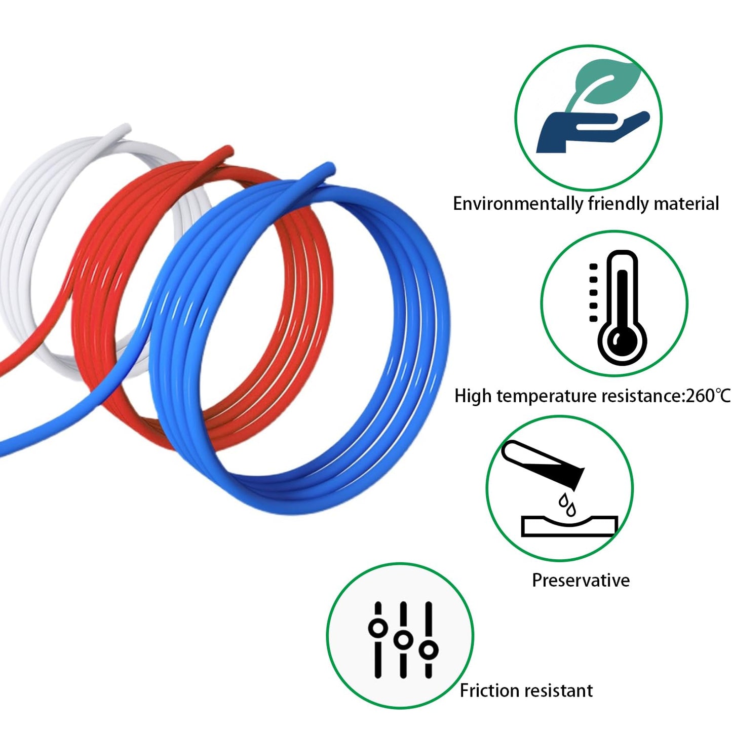 3D Printer Bowden Tube 2M, PTFE Tube Teflon Bowden Tubing with high Grade PC4-M6 & PC4-M10 Pneumatic Fittings,Tube Cutter, for 1.75mm Filament Ender 3/Ender 3 V2/Ender 3 Pro/CR 10 Series