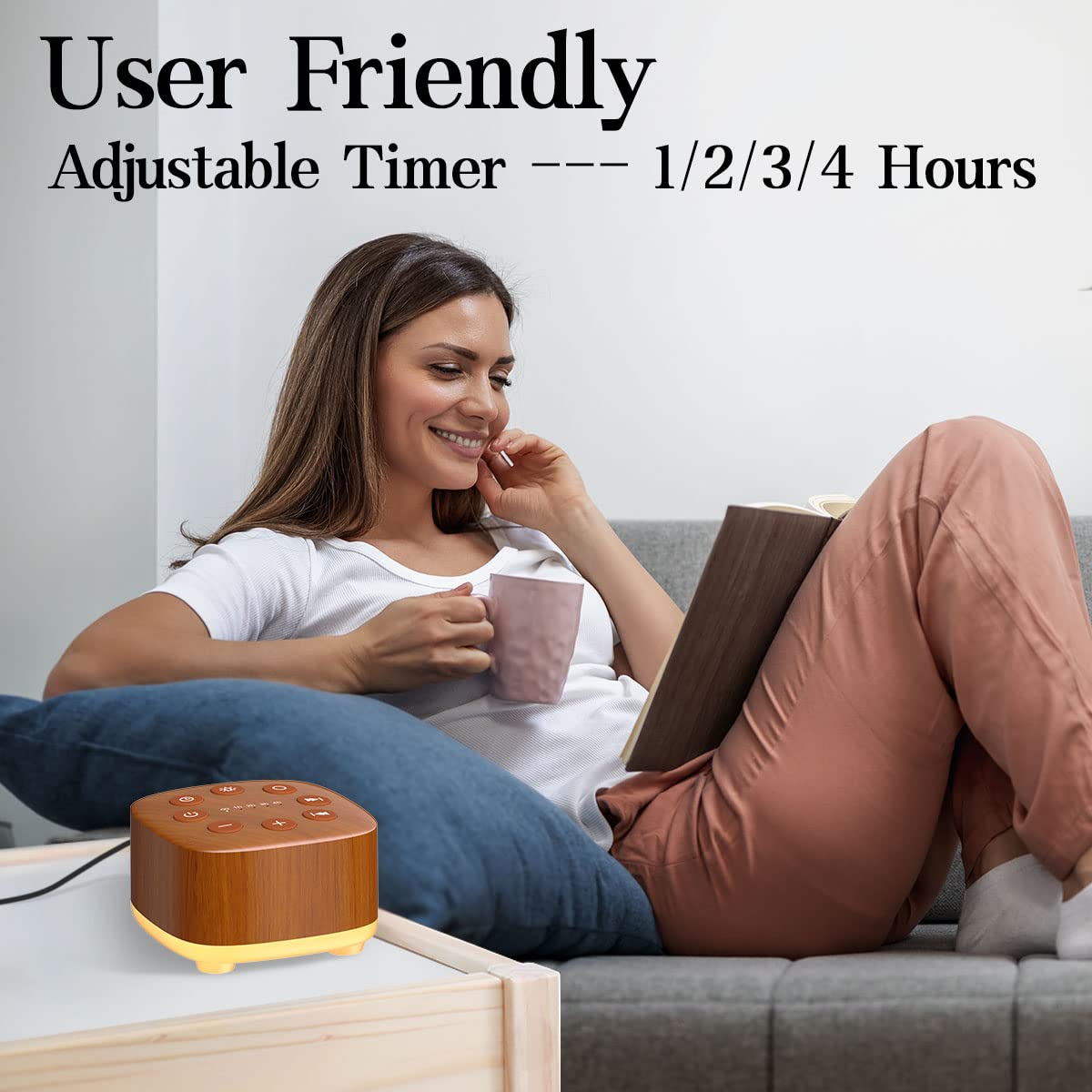 Meditation White Noise Machine Sound Machine 30 Soothing Sounds 12 Night Light 5 Auto-Off Timer Portable Sleep Machine for Travel Powered by AC or USB Sleep Therapy for Baby Kids Adults (Wood Grain)