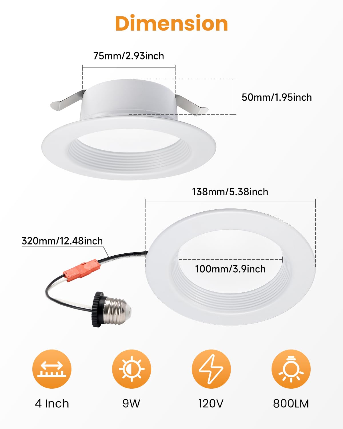 4-Inch Retrofit Led Recessed Lighting - 2700K-6000K Adjustable  9W 800Lm Dimmable Led Downlights  Wet Rated Recessed Can Lights For Bathroom  Basement  4Inch 12P Gold