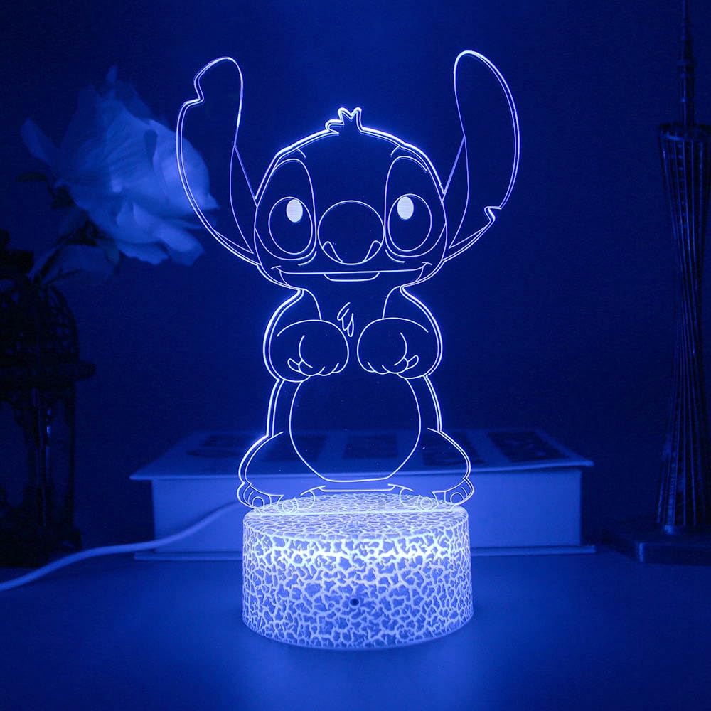 Lilo and Stitch 3D Night Light, Remote Control, 16 Colors, Acrylic, 8 x 2 x 6 inches, Model ST01