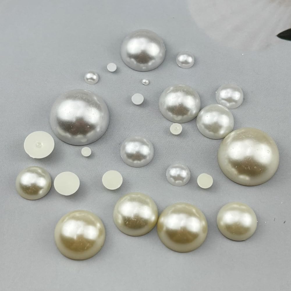 700pcs 10mm Half Pearls for Crafts Flatback Round Half Pearl Beads for Jewelry Making Nail Art Scrapbook Craft Wedding Dress Decoration(White)