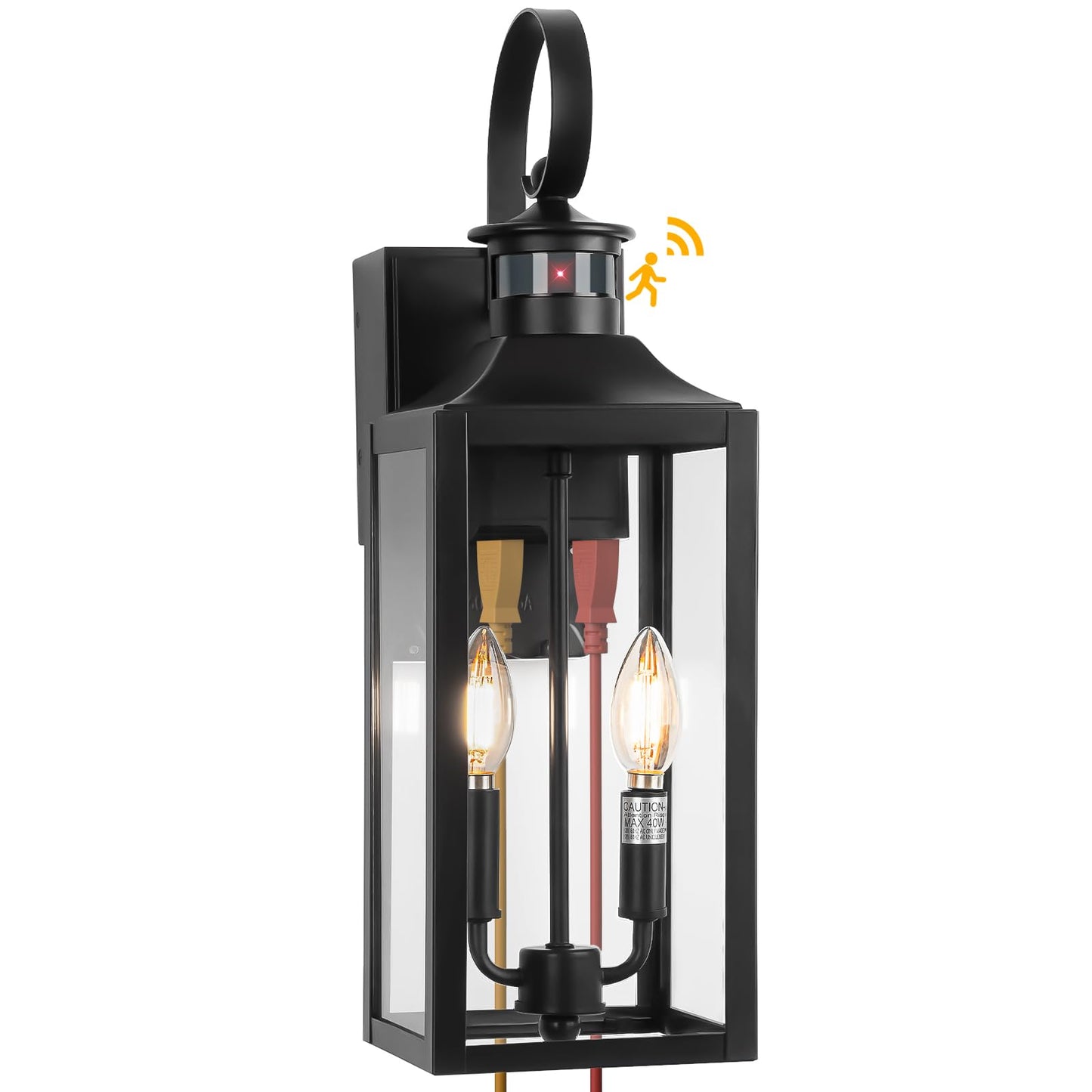 20 Black Motion Sensor Outdoor Lights With Gfci Outlet  Dusk To Dawn Exterior Lighting Fixtures  Porch Lights With Gfci Outlet Built-In  Waterproof Outdoor Wall Sconce For House Front Door Patio