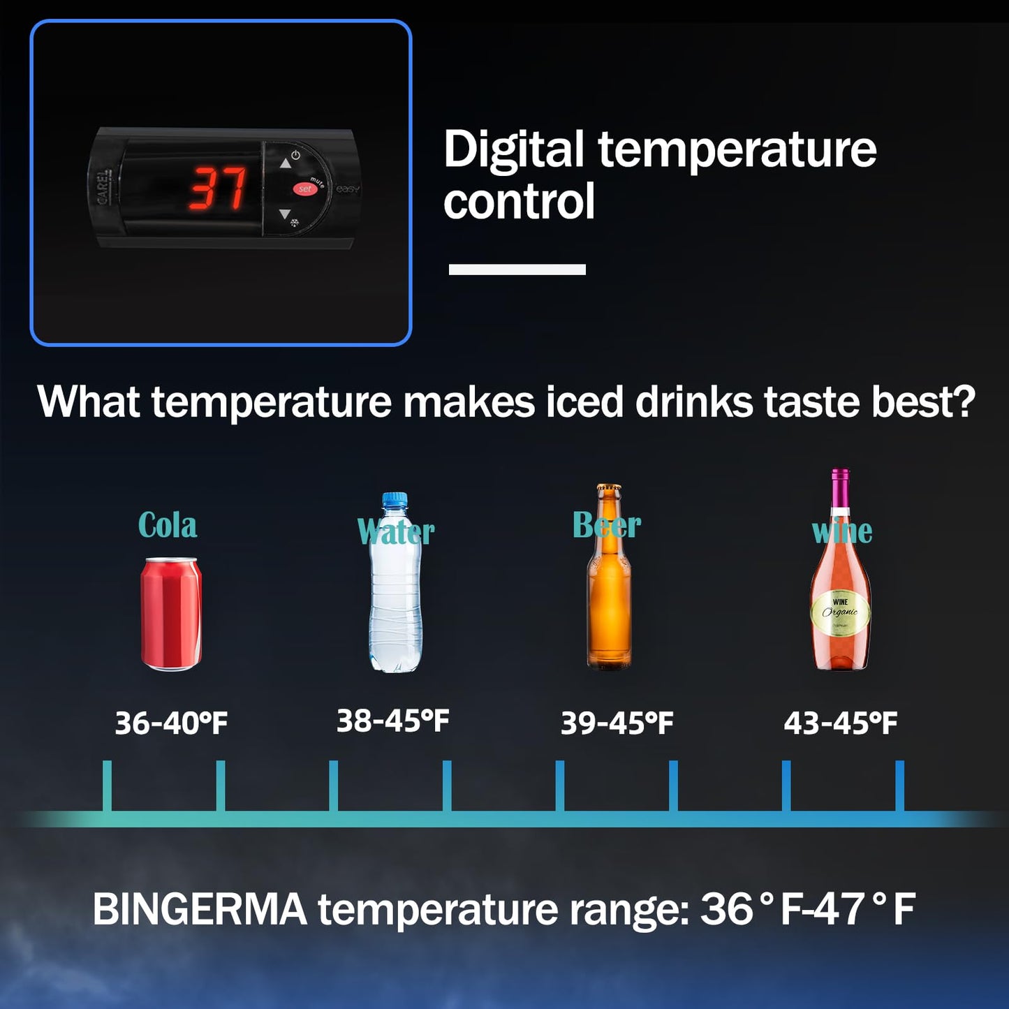 BINGERMA Commercial Beverage Refrigerator 15 Cu.ft. with Glass Door Display Merchandiser Fridge ETL Drink Cooler for Bars, Restaurants, Convenience Stores, Supermarkets and Offices