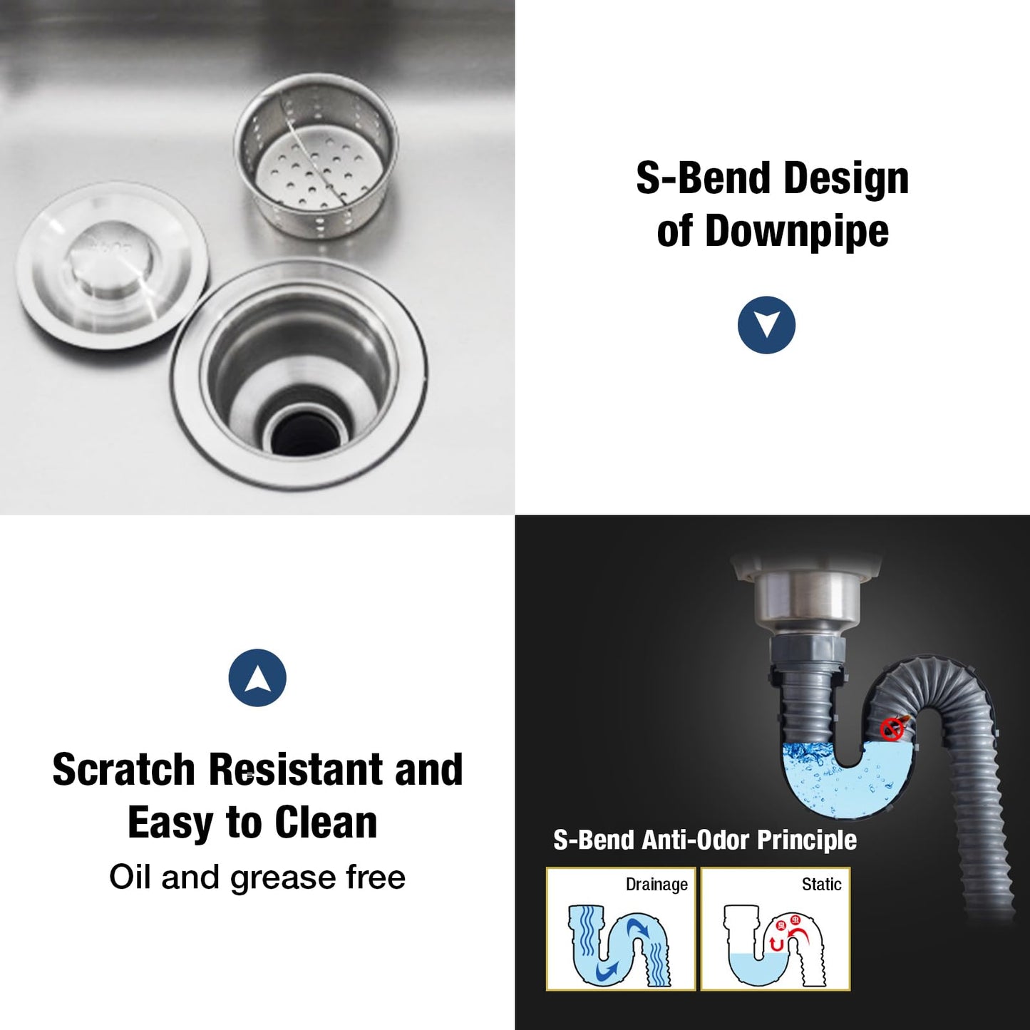DuyviSteil 304 Stainless Steel Sink 2 Compartment Free Standing Utility Sink, Commercial Restaurant Kitchen Sink, Outdoor Sink Set w/Pull-out Faucet & Workbench with Water Pipe (47in)