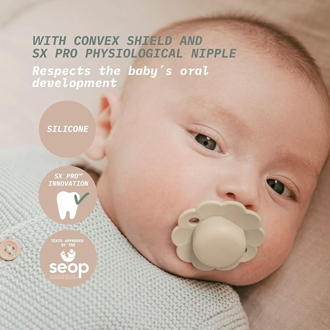 Suavinex Wonder Baby Pacifier, SX Pro Silicone Nipple, Reversible, Non Irritating Shield Design, Pacifiers 6-18 Months, Made in Europe, Almost Aqua