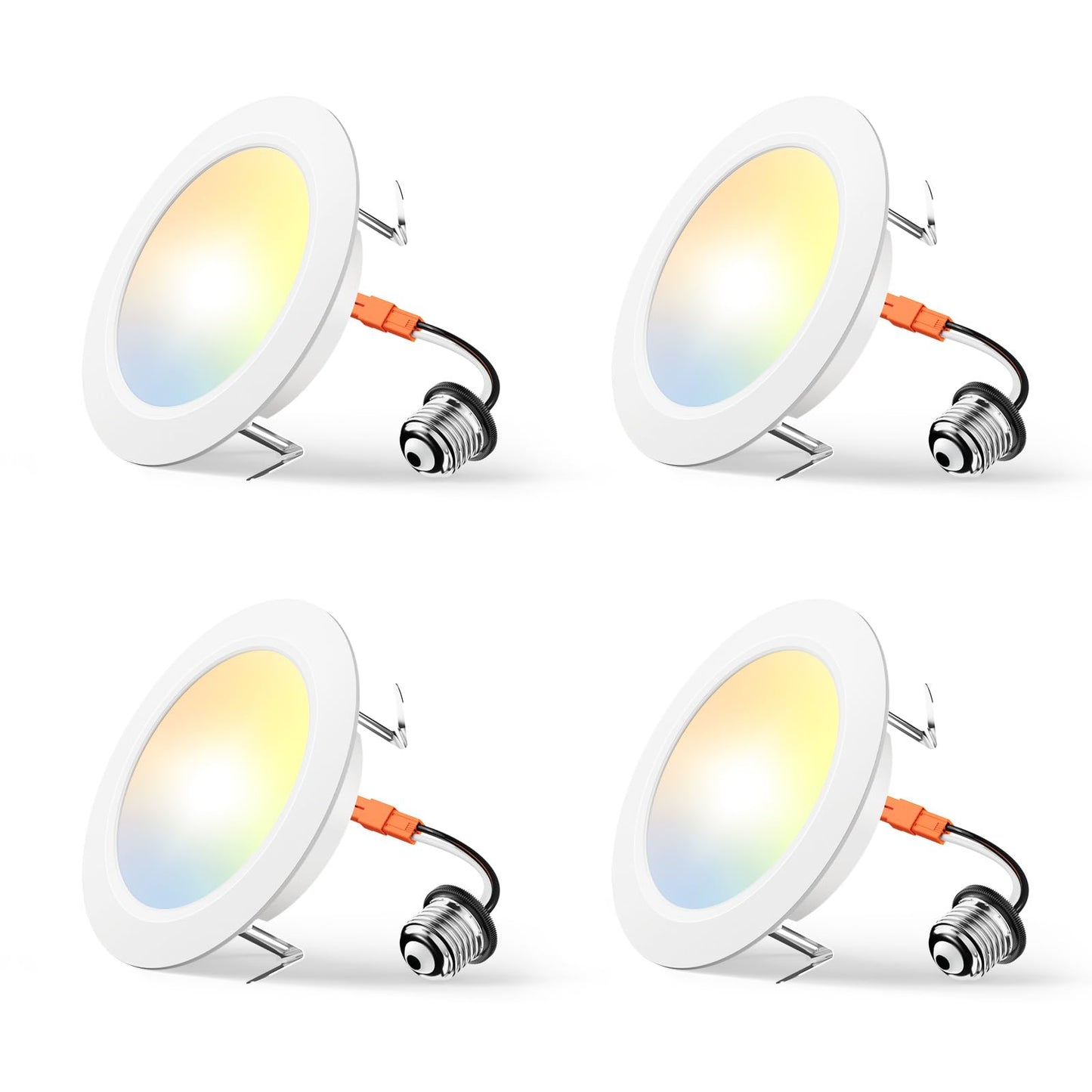 Amico Recessed Lighting 4 Inch, 4 Pack 5CCT Flat LED Can Lights, 2700K/3000K/4000K/5000K/6000K Selectable, 7W Eqv 120W, 700LM Br