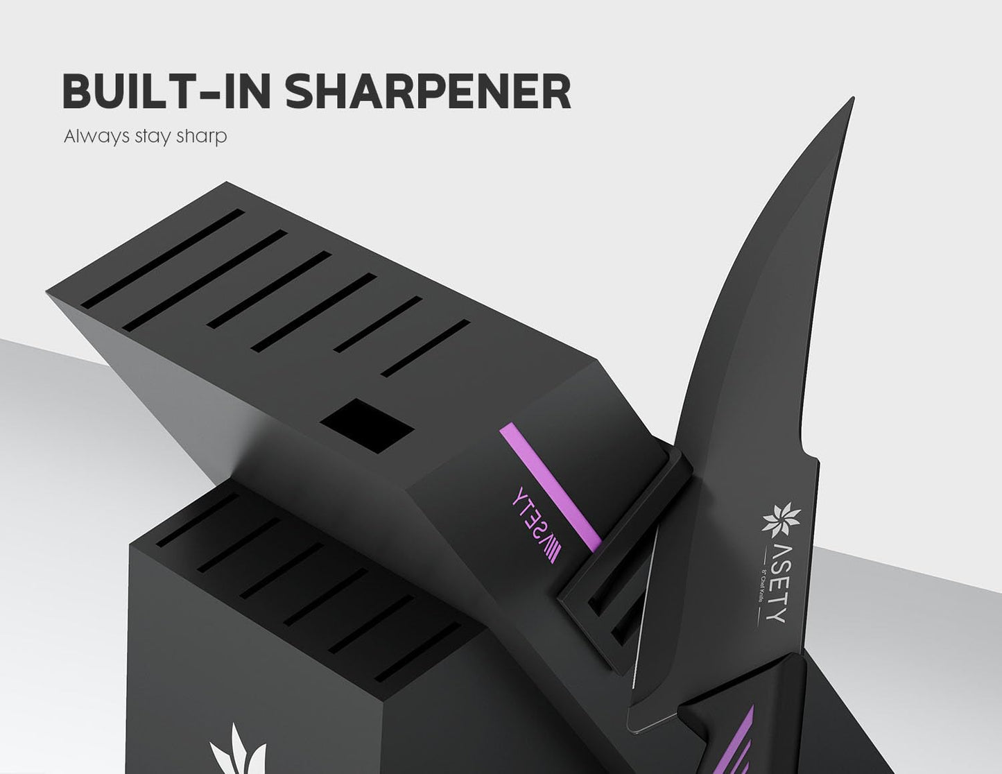 Knife Set - 15 PCS Kitchen Knife Set with Built-in Knife Sharpener Block - Stainless Steel Knife Block Set - Dishwasher Safe, Christmas Elegant Box for Men Women