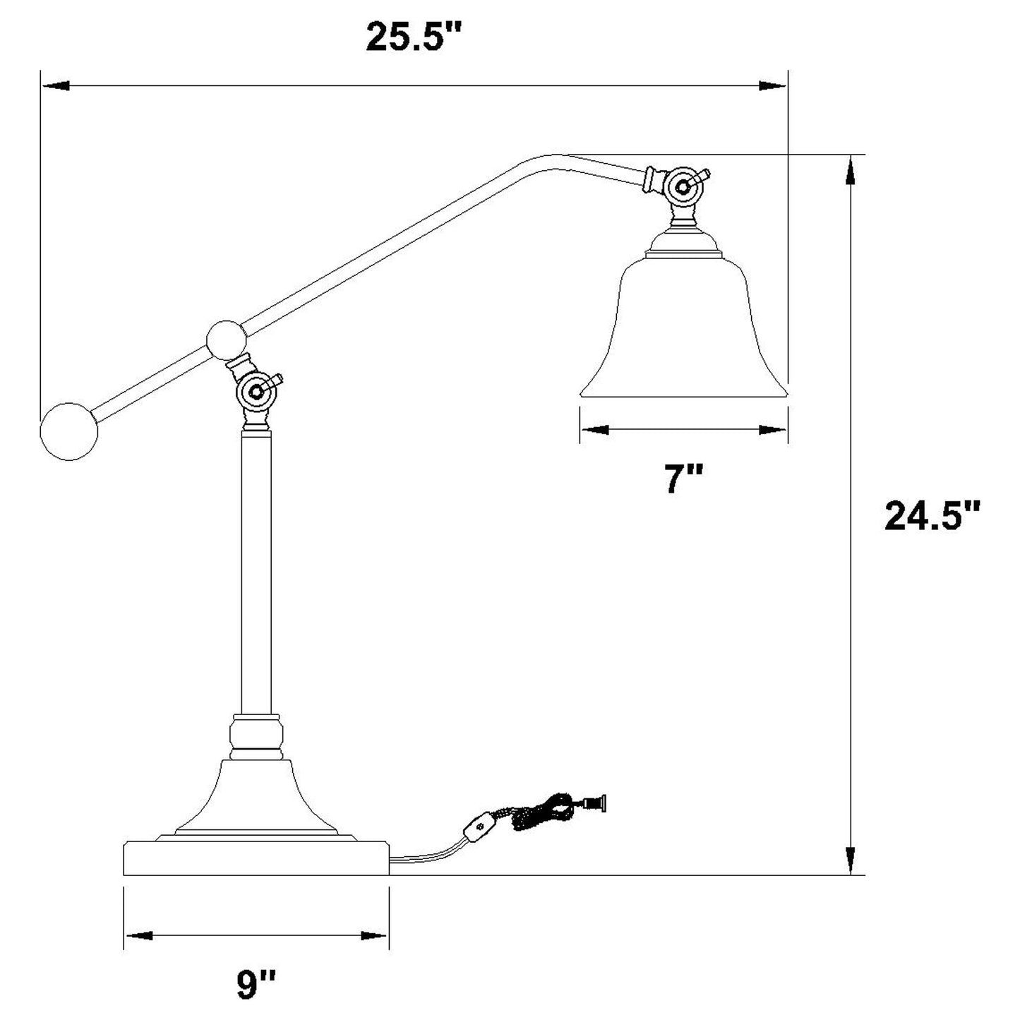 Coaster Home Furnishings Desk Lamp - Bronze Metal, 6D X 29W X 37.5H, Model 901186
