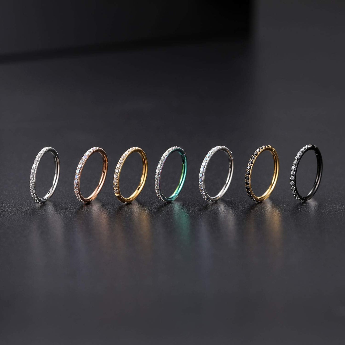 FUNLMO Nose Rings 20G Hoop Cartliage Earrings for Women Clear CZ Paved Nosril Piercing Hoop Stainless Steel Tragus Helix Earring