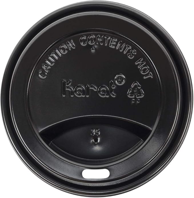 Karat 10-24 oz. Coffee Cup Sipper Dome Lid - Black (90mm) - 1,000 ct