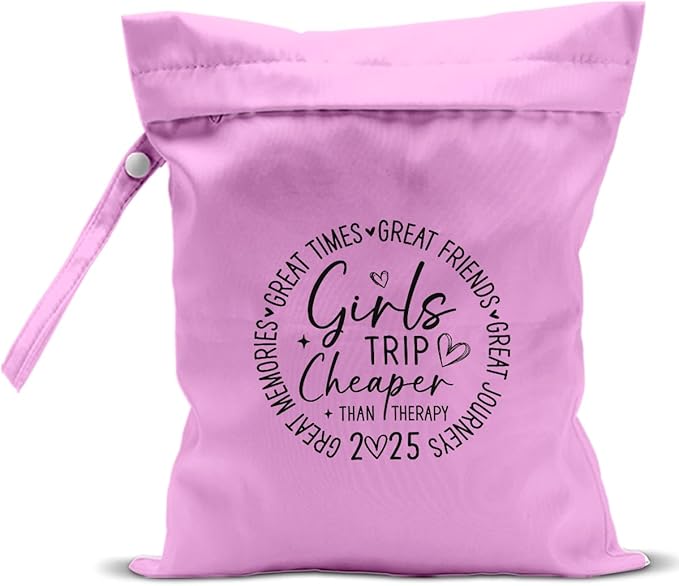 Girls Trip Gifts Wet Dry Bag, Beach Bag Wet Bag Favors, for Swimsuit Toiletry Travel Essentials For Women Aloha Bags, Beach Travel Gym Laundry bags for Dirty Diaper Swimsuit Gifts (Pink)