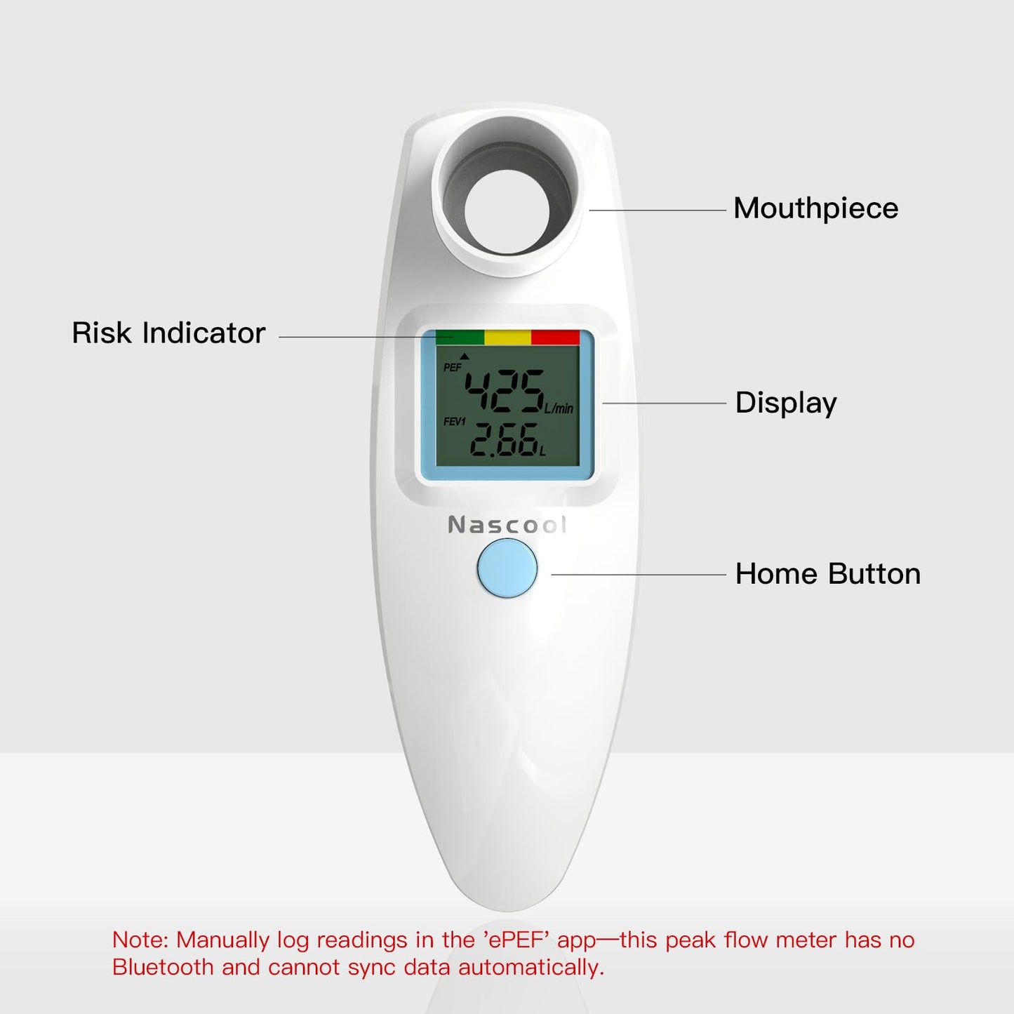 Digital Peak Flow Meter,Home Medical with Tracking Software Manually Recording-Accurate & Reliable Spirometer for Asthma COPD Adult Kids
