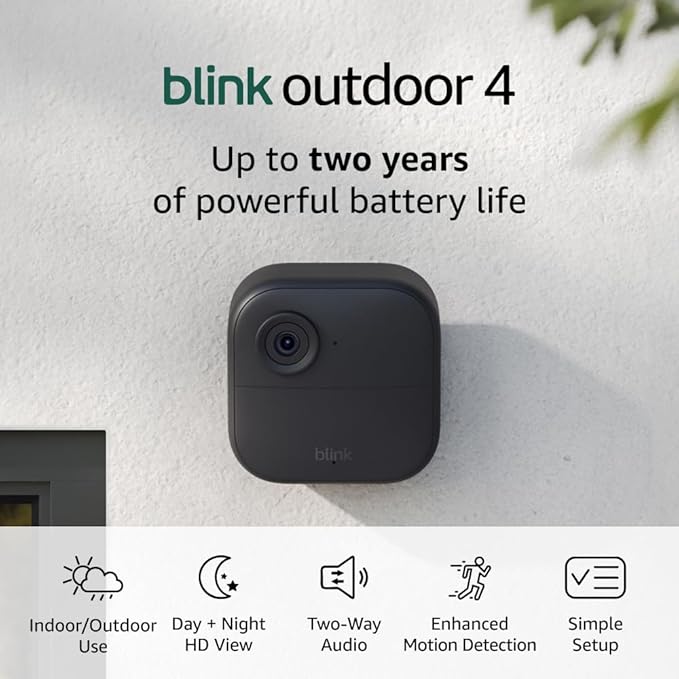 Like-New Blink Outdoor 4 with Sync Module 2 – Wireless smart security camera, two-year battery, 1080p HD day and infrared ...