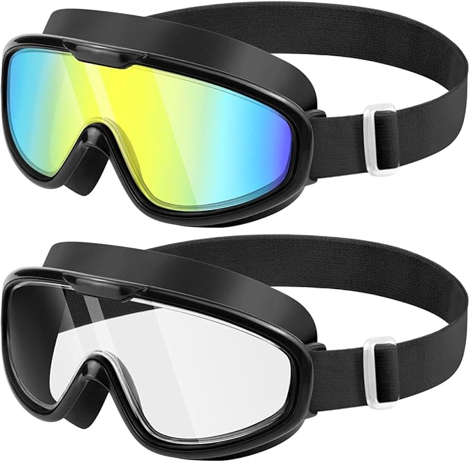 sliwo Swim Goggles 2 Pack, Wide View Anti Fog&UV Comfort Fabric Strap No Leaking Swimming Goggles for Adult Men Women Youth
