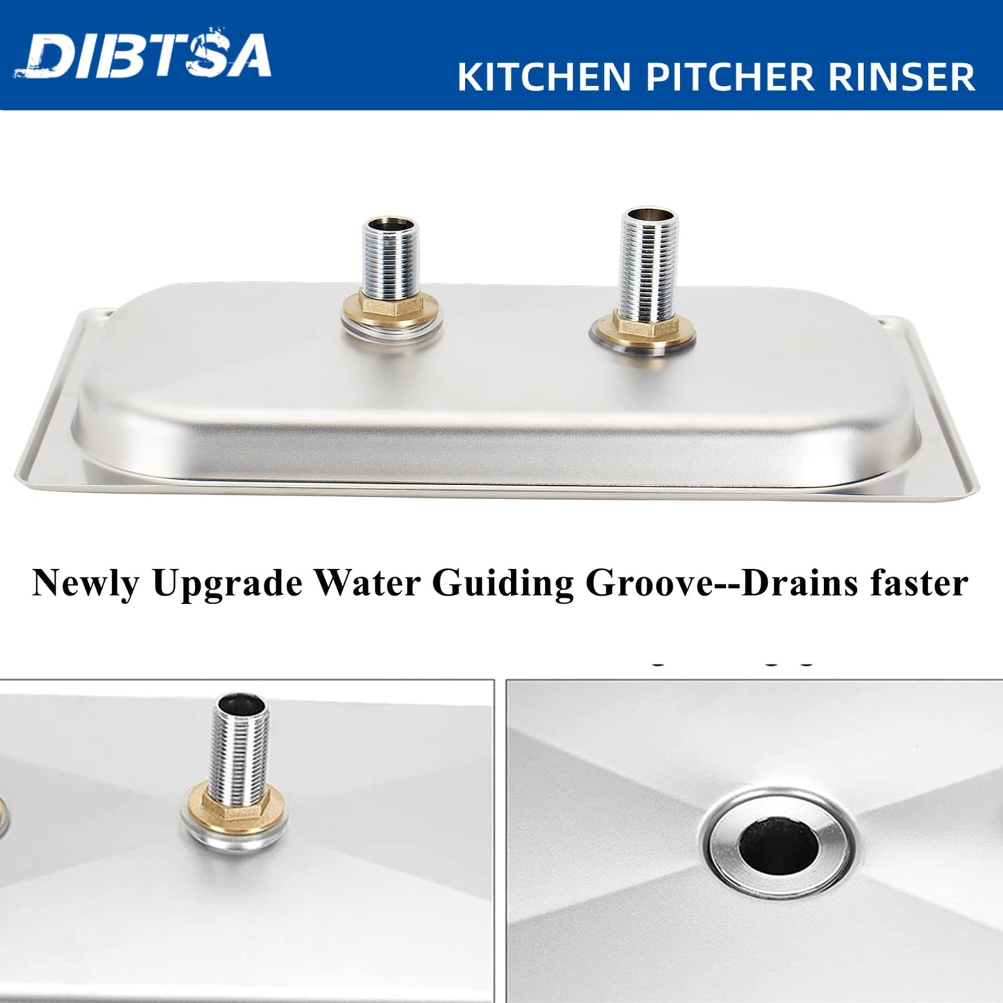 DIBTSA Pitcher Rinser, Espresso Rinser, Drain and Drip Tray, Stainless Steel Bar Glass Rinser for Sink, Cup Washer Spray Rinser for Home Kitchen Hotel Cafe Restaurant (12.8 x 6.9 x 0.9 inch,Silver)