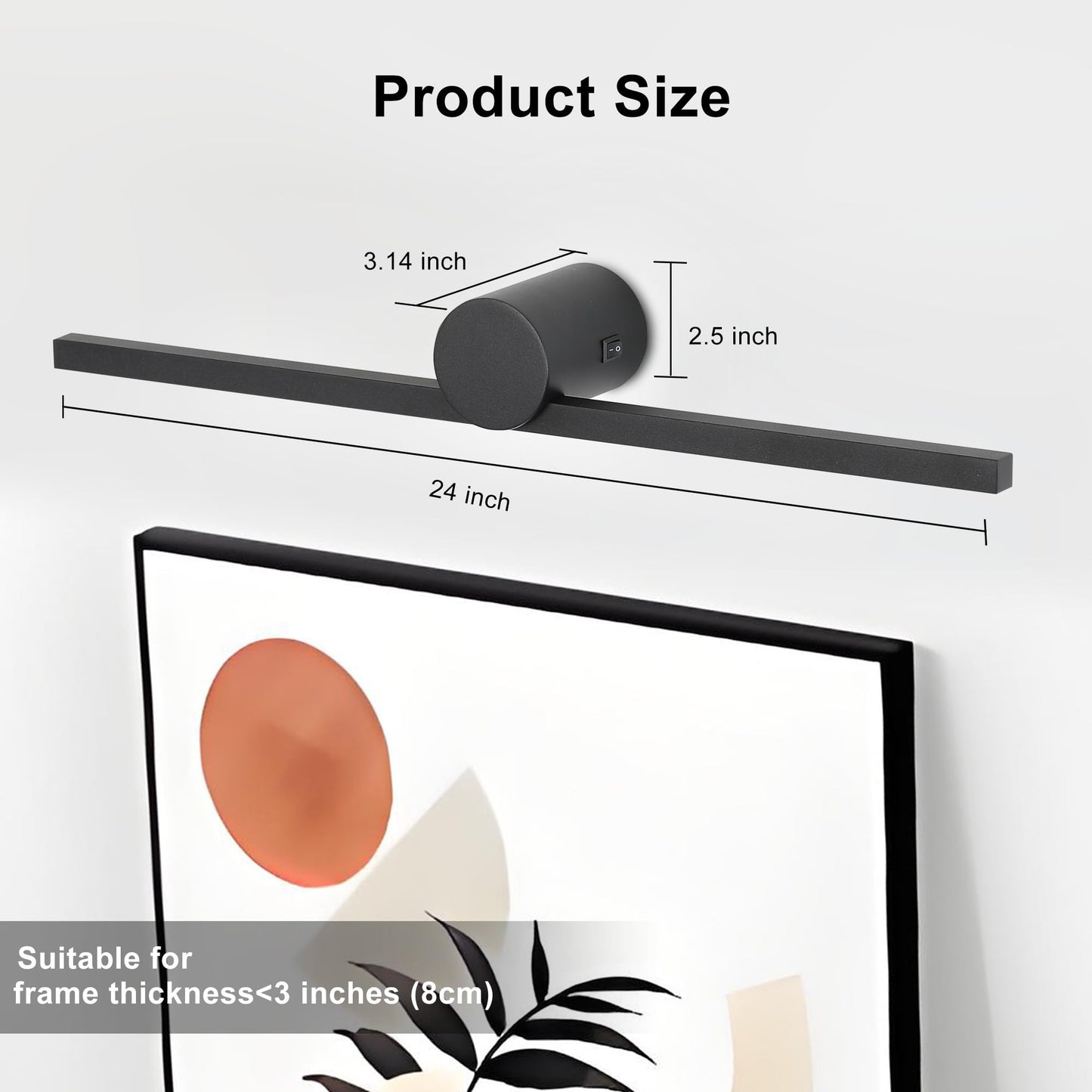 Zitostory Battery Operated Picture Light For Wall With Remote Minimalism Wireless Dimmable Art Lights For discomfort-reducingtings Rechargeable Gallery Light Artwork Lighting For Canvas  Portrait (Black 23 Inch)