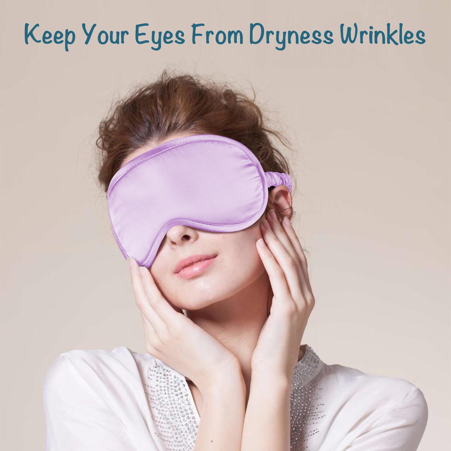 LULUSILK 100% Mulberry Silk Sleep Mask, Lavender Silk Eye Cover for Sleeping, Pack of 1