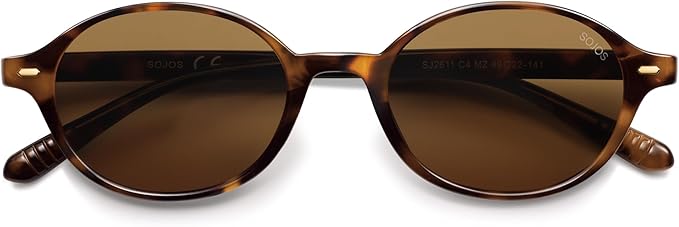 SOJOS Retro Oval Round Polarized Sunglasses Womens Mens, Small Chic Vintage Trendy Sunnies SJ2611