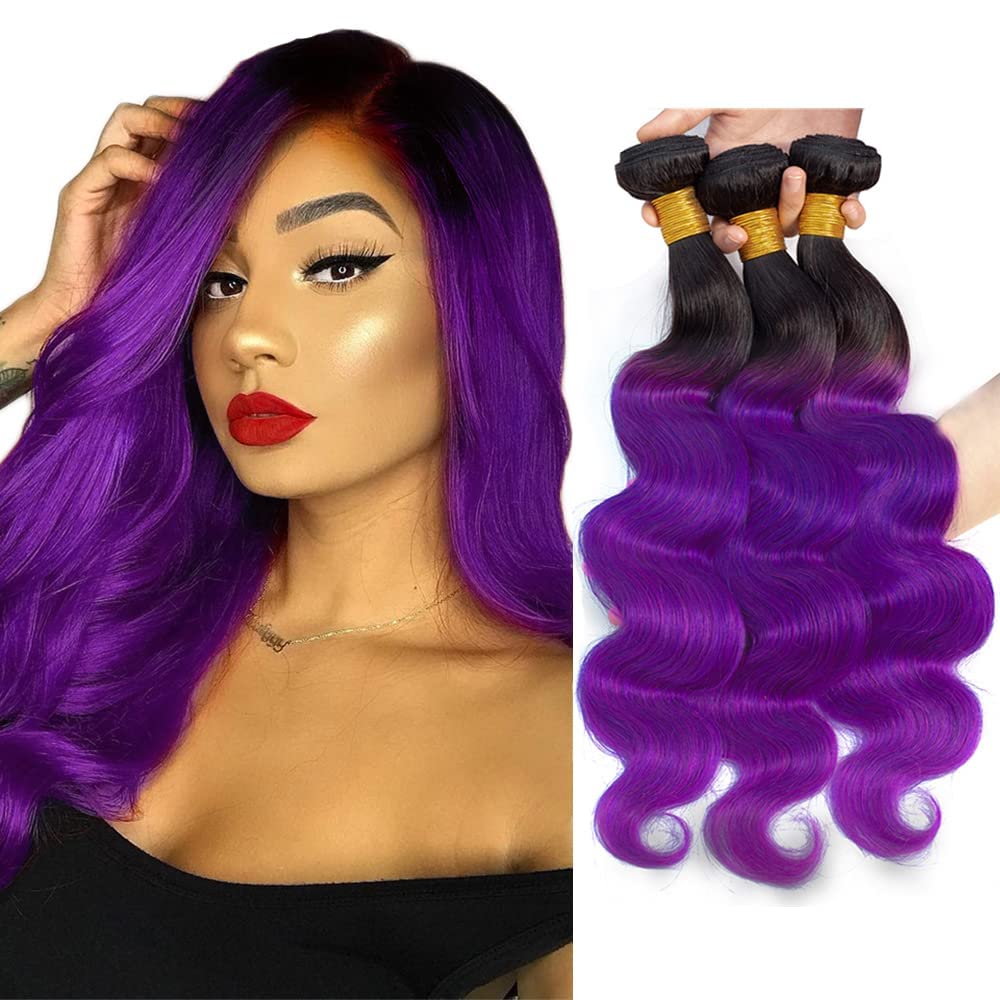 Peenoll 24 26 28 Inch Body Wave Human Hair Bundles Omber Honey Purple Weave Bundles Human Hair 12A Unprocessed Brazilian Virgin