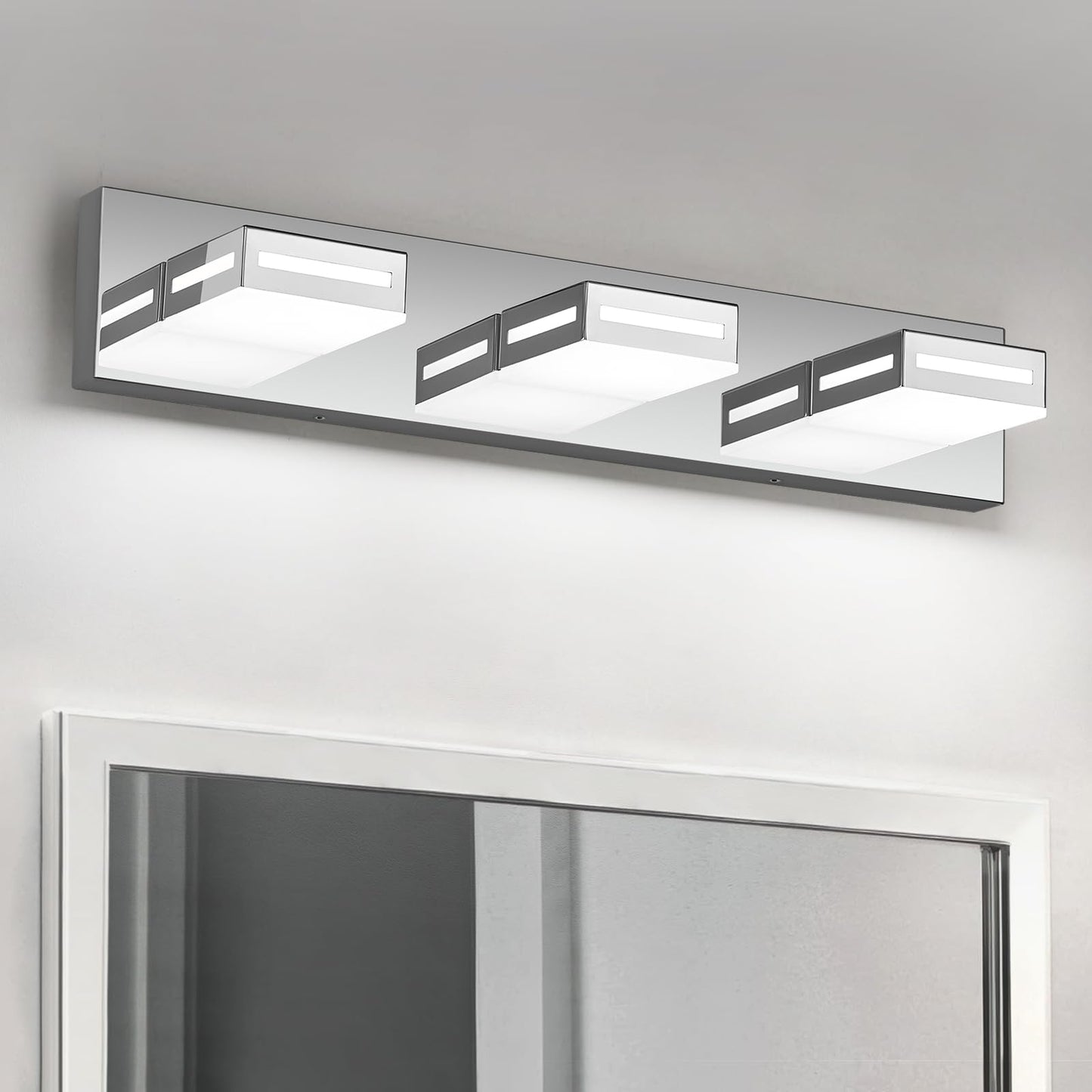 Donrao 24-Inch 3-Light Led Modern Chrome Bathroom Vanity Light Fixtures Over Mirror  Bathroom Lighting Fixtures With Cool White 6000K  Rotatable Vanity Wall Lights For Bath Restroom Powder Room