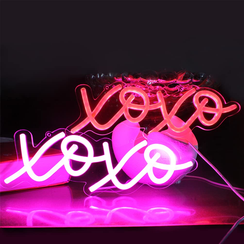 DAKABUKA LED Neon Light Sign for Bedroom Decor, USB Powered, Pink, Model NL010-xoxo Apink