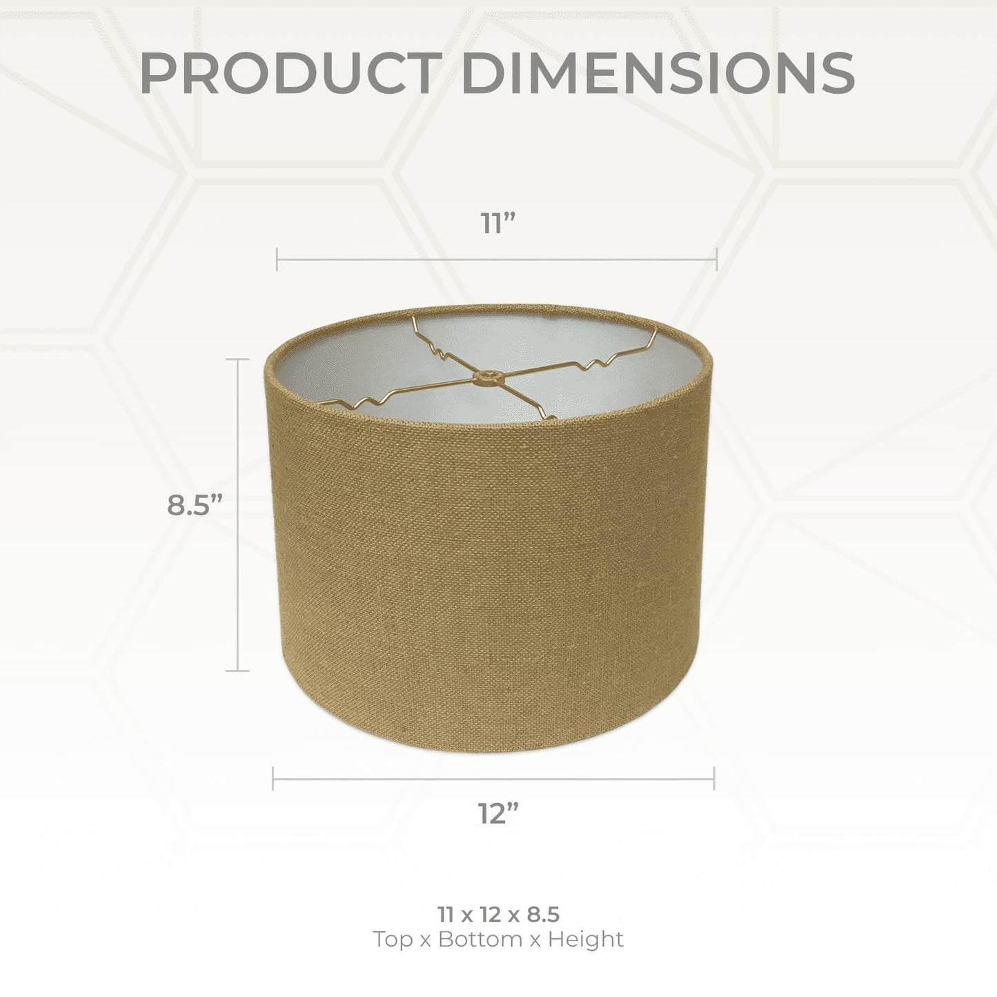 Royal Designs, Inc. Shallow Drum Lamp Shade, HB-610-12BL-2, Burlap, 11x12x8.5, 2 Pack