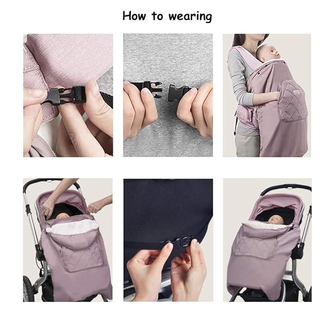 Bebamour Universal Hoodie All Season Carrier Cover for Baby Carrier (Light Pink)