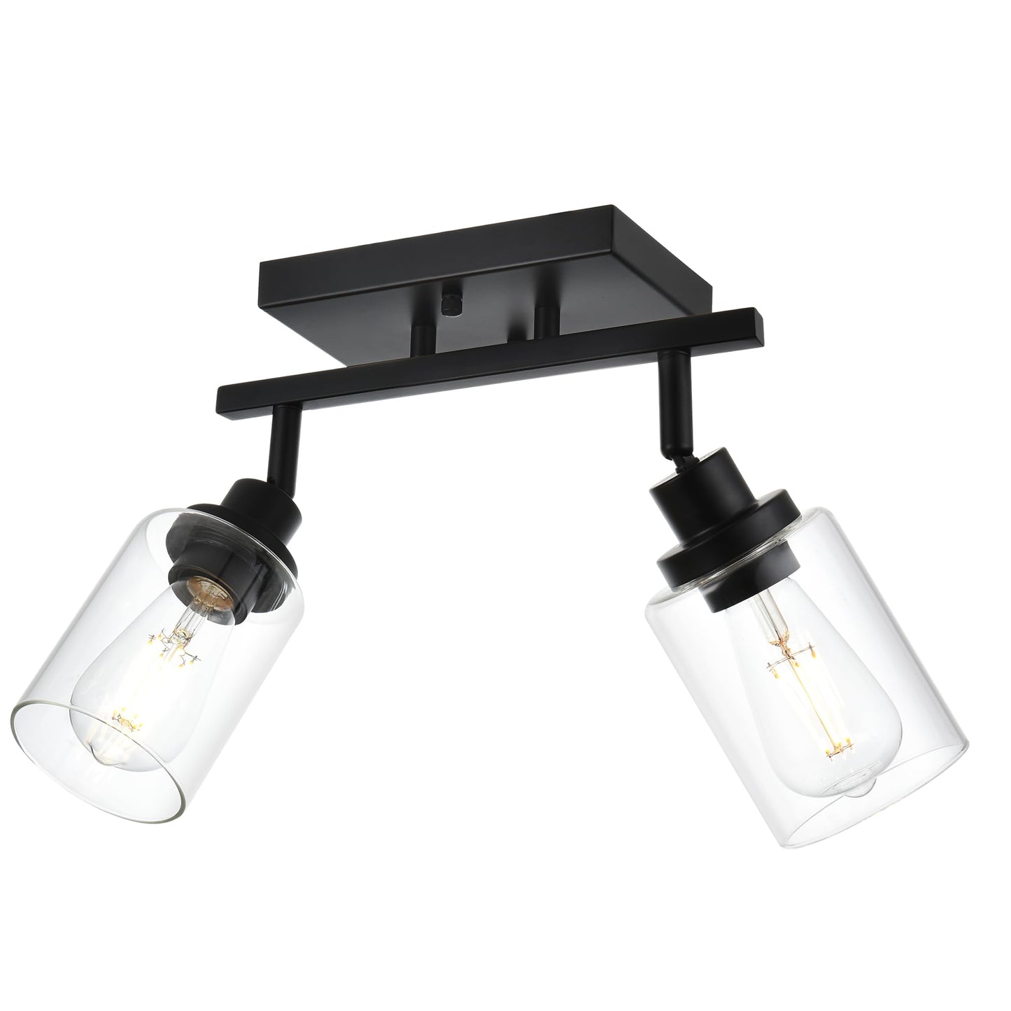 Wanluce 2-Light Track Lighting Kit Black Track Lighting Fixtures Bathroom Wall Sconces Ceiling Mount Kitchen Tracking Lights  Rotatable Spotlight With Clear Glass Shade For Kitchen Shop Hallway