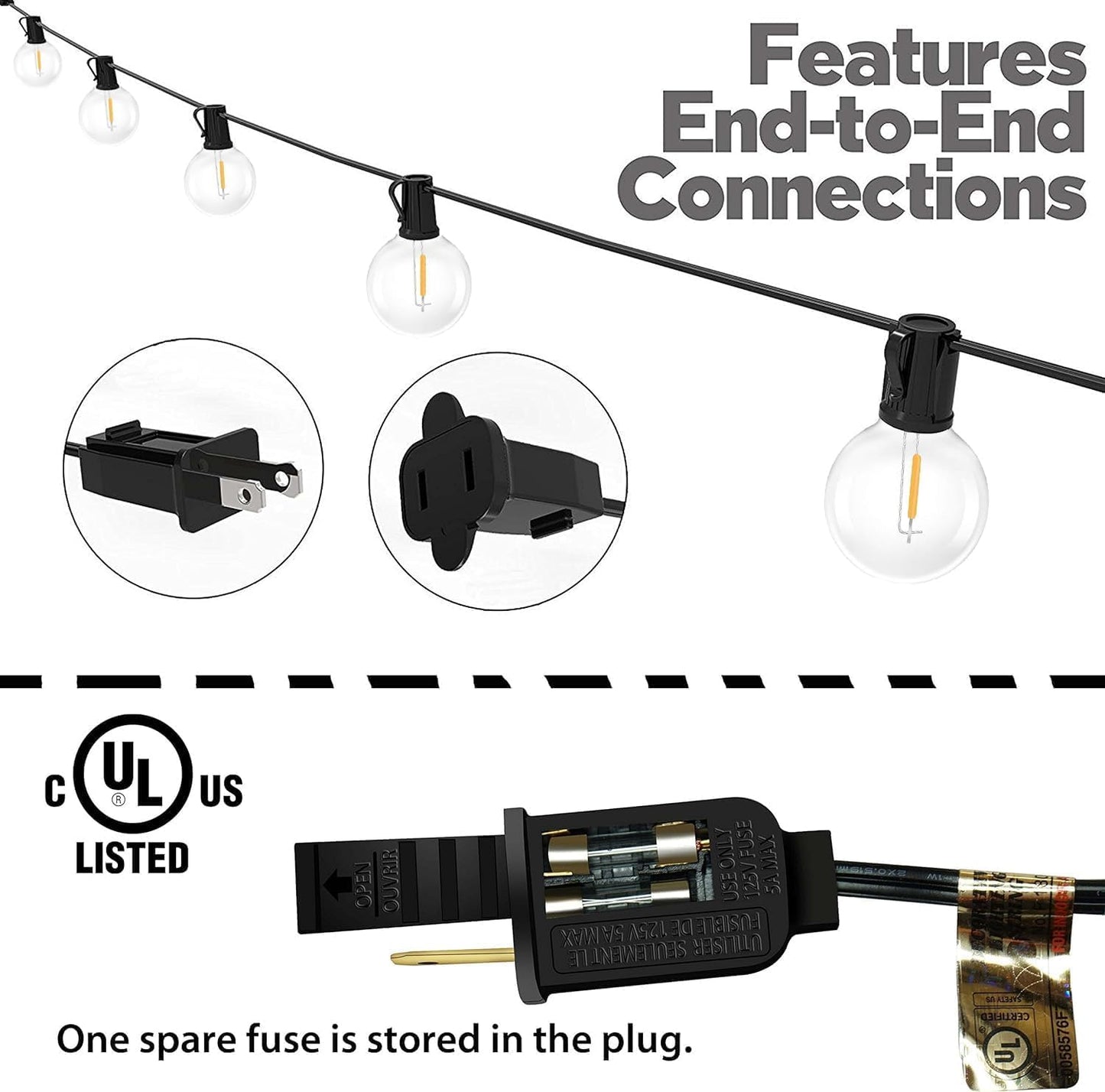 Lampat String Lights  Led 100 Light Bulbs  100Ft G40 Globe String Lights With Bulbs-Ul Listd For Indoor/Outdoor Commercial Decor