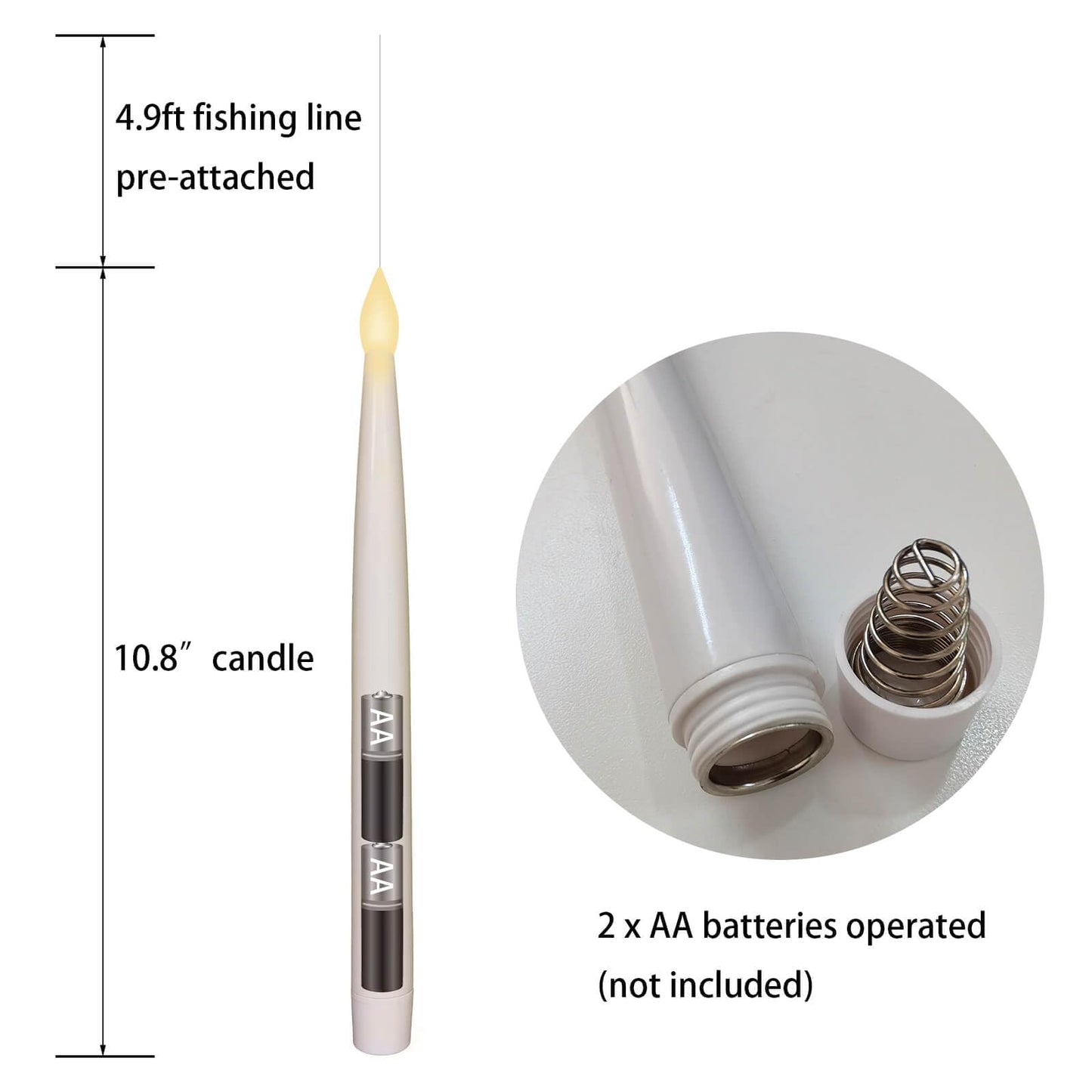 Leejec 10 Pcs of 10.8" Floating Candles with Magic Wand Remote, Halloween Decorations, Indoor Christmas Home Decor, Flickering Warm Light, Battery Operated Flameless Taper LED Electric Window Candle