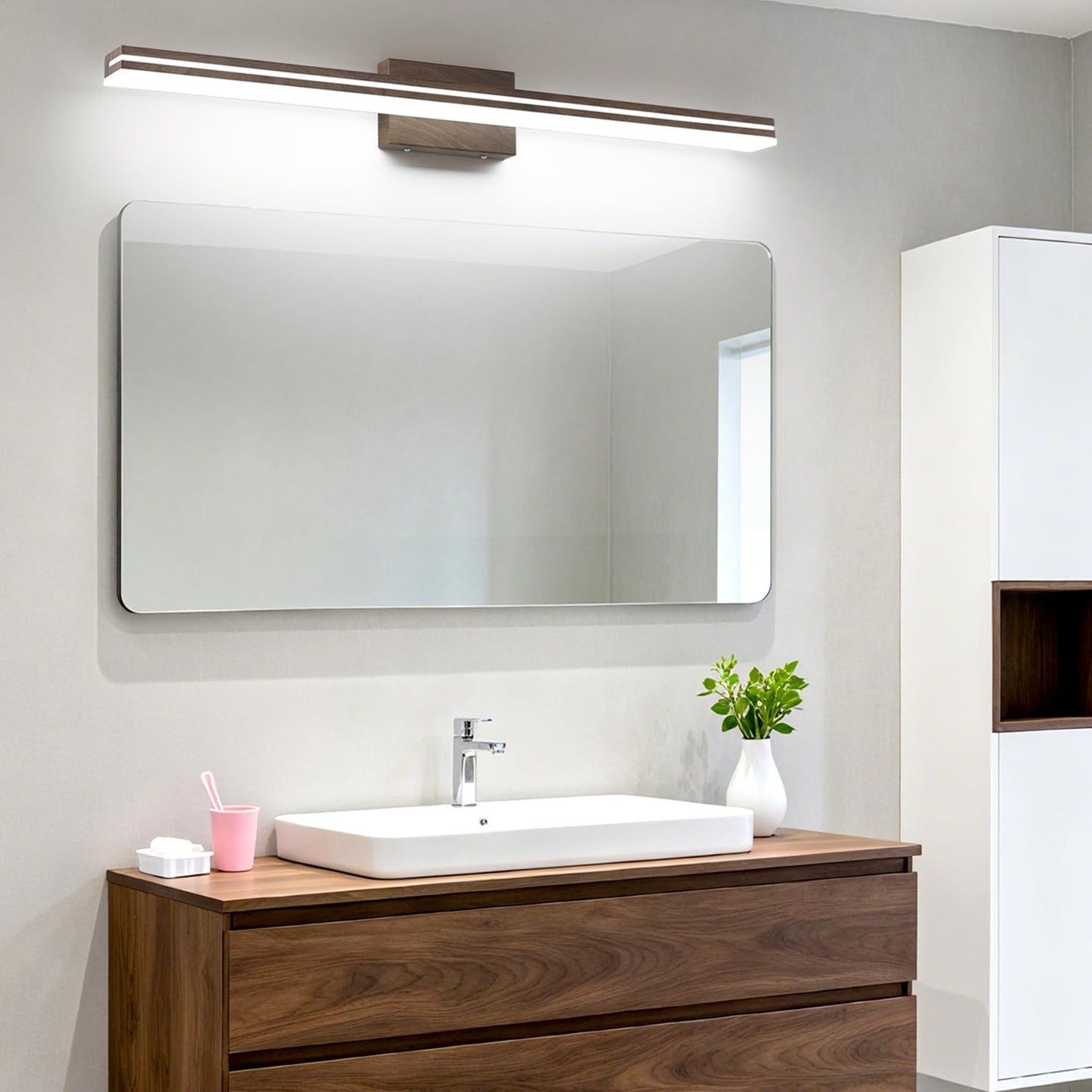Sinerise 40-Inch Led Modern Bathroom Vanity Light Bar  Brown Modern Acrylic Bathroom Wall Lighting Fixtures Over Mirror (Cool White 6000K)