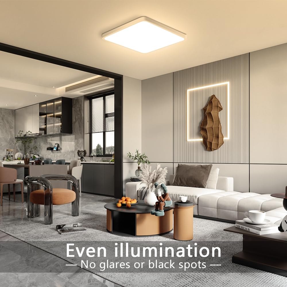 9Inch 18W Square Led Ceiling Light Fixtures Flush Mount  2800K Warm White Led Ceiling Lamp  Surface Mount Modern Ceiling Lights  Slim Flat Panel Lighting For Bedroom  Kitchen  Bathroom Etc.