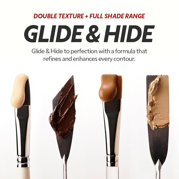 TIRTIR Glide&Hide Blurring Concealer - Creamy texture, Conceals dark circles and wrinkles, Dual formula (liquid tip & balm stick), Long-lasting wear, Korean Makeup, #6O, 0.28 Oz