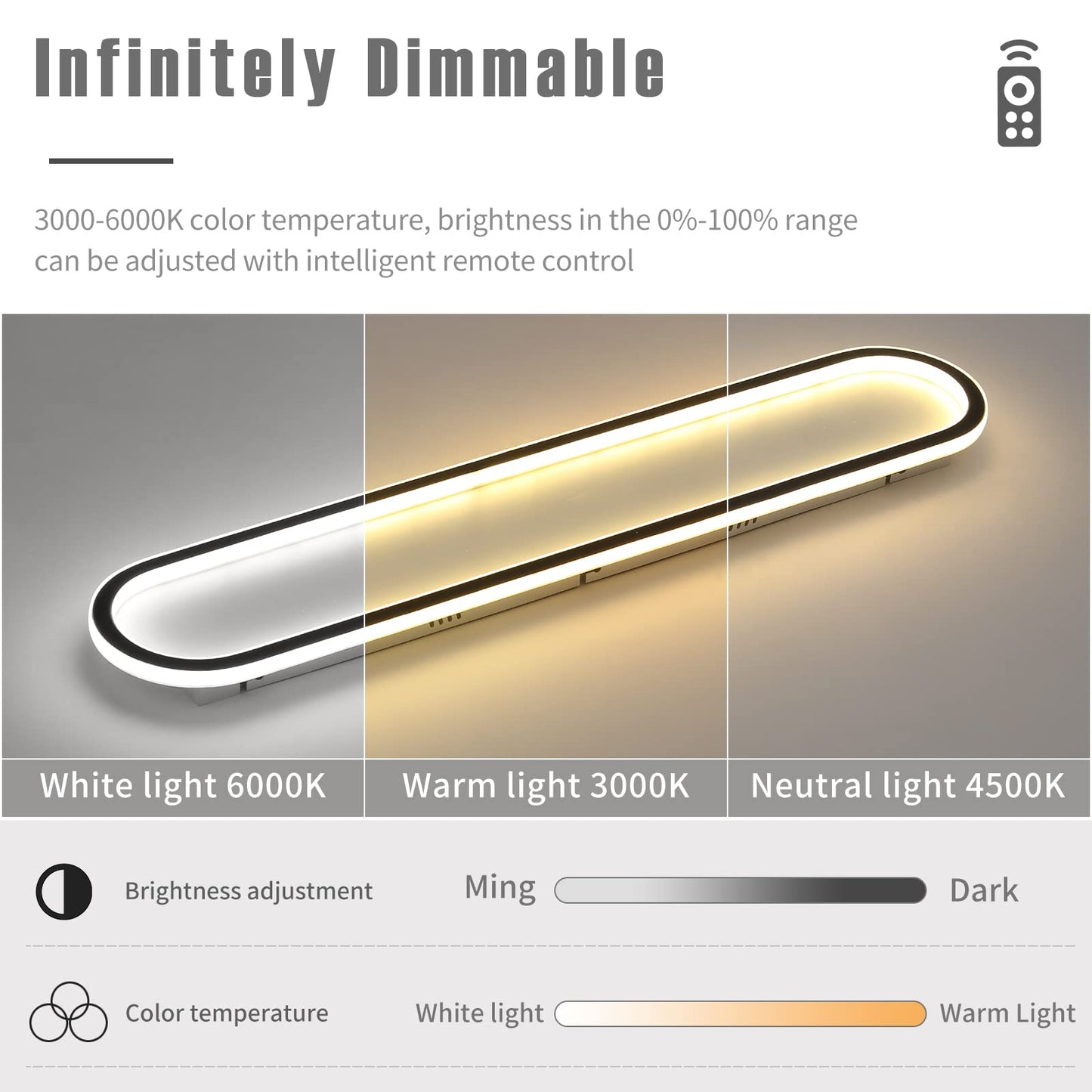 Matven 39in Flush Mount Ceiling Light Fixture, Dimmable LED, Remote Control, Acrylic, White, Modern Design for Bedroom/Balcony/Dressing Room