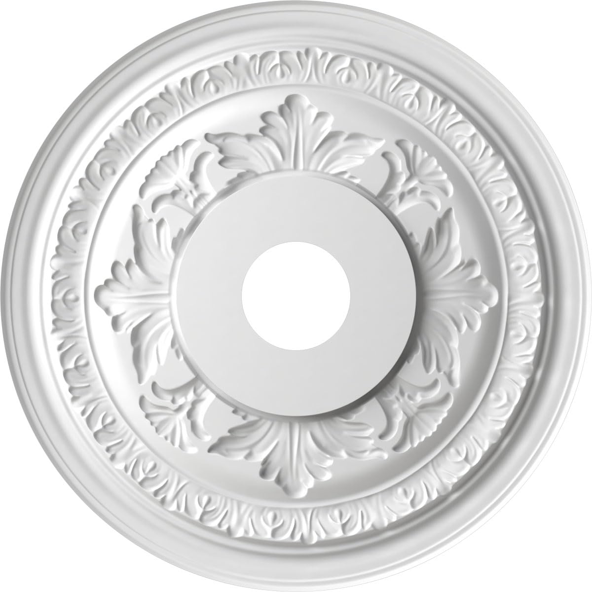 Ekena Millwork Cmp19Babal Baltimore Thermoformed Pvc Ceiling Medallion (Fits Canopies Up To 7 3/4), 19Od X 3 1/2Id X 1P, Bright