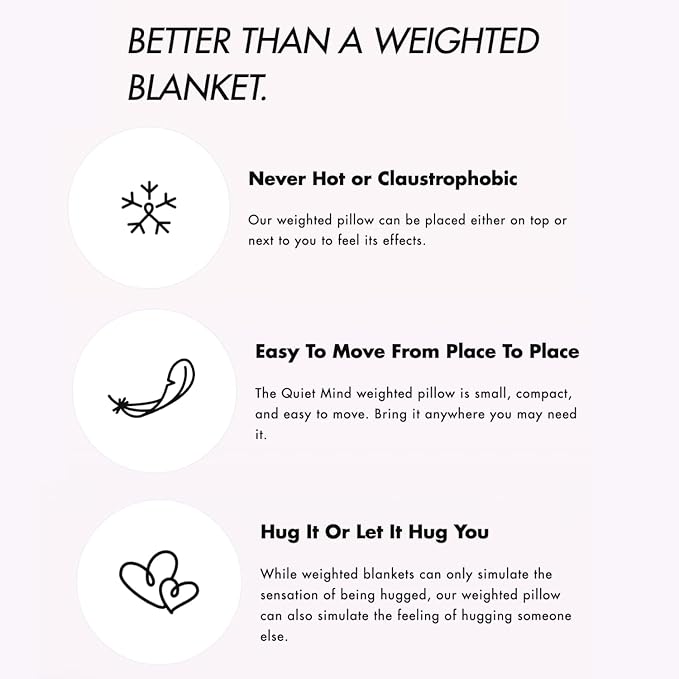 Quiet Mind The Original Weighted Pillow for Adults & Kids - (Medium, Cashew, 9 lbs) - Weighted Body Pillow - Alternative to Weighted Blanket - Enhanced Deep Sleep and Stress Relief - Hug Pillow