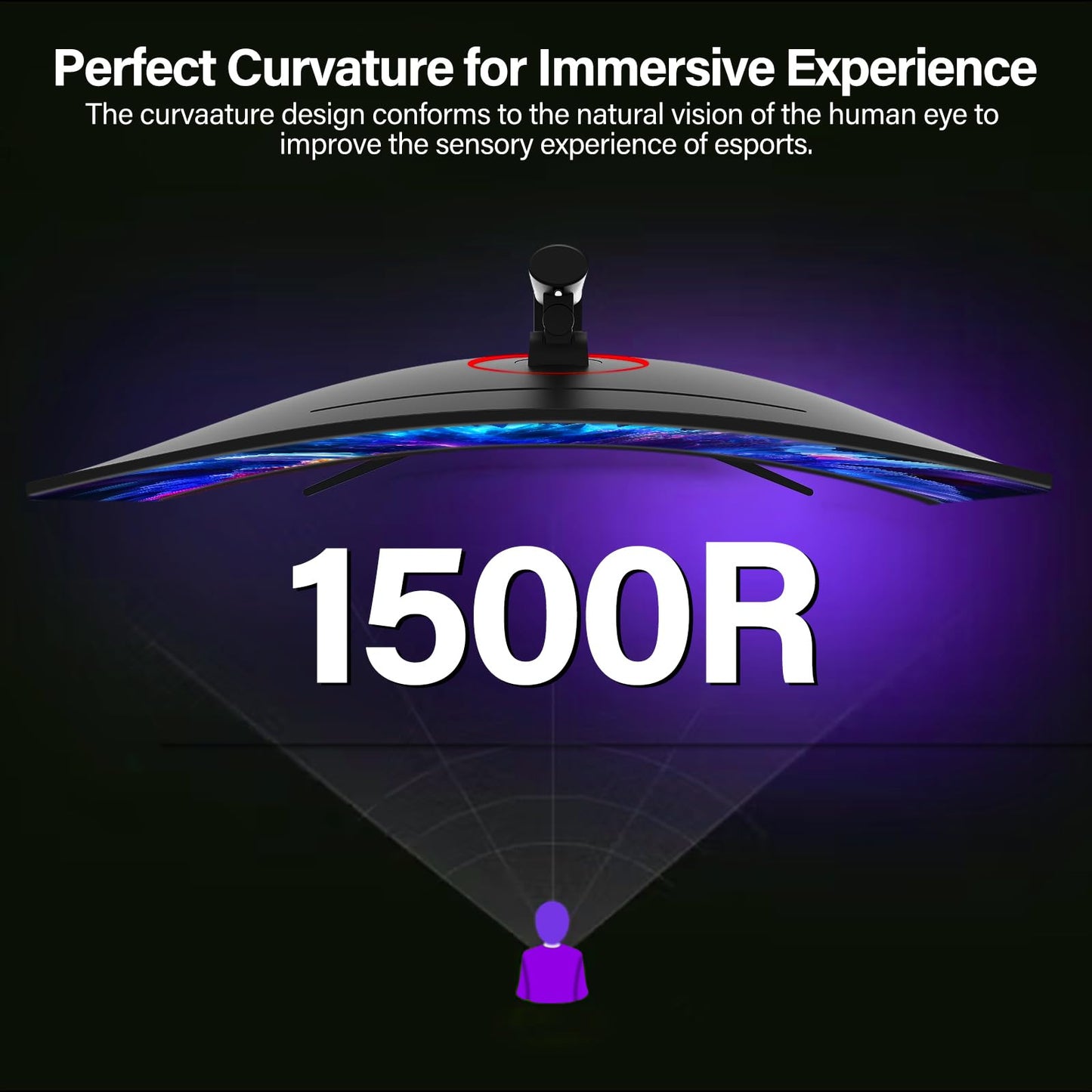 Gawfolk 34 Inch Ultrawide Curved Gaming Monitor, 1500R PC Screen UWQHD 3440x1440, 165hz Curved Computer Screen with FreeSync-Black