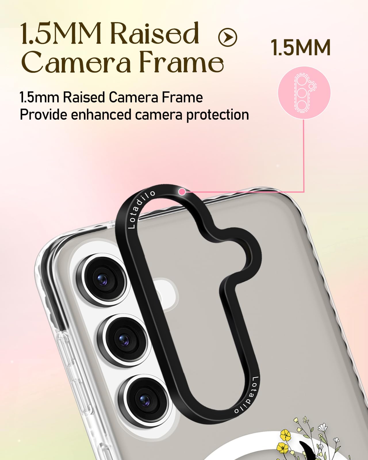 Lotadilo For Samsung Galaxy A15 5G Case For Women - Girls Cute Design Compatible With Magsafe Magnetic Ring Holder Stand Cat Flo