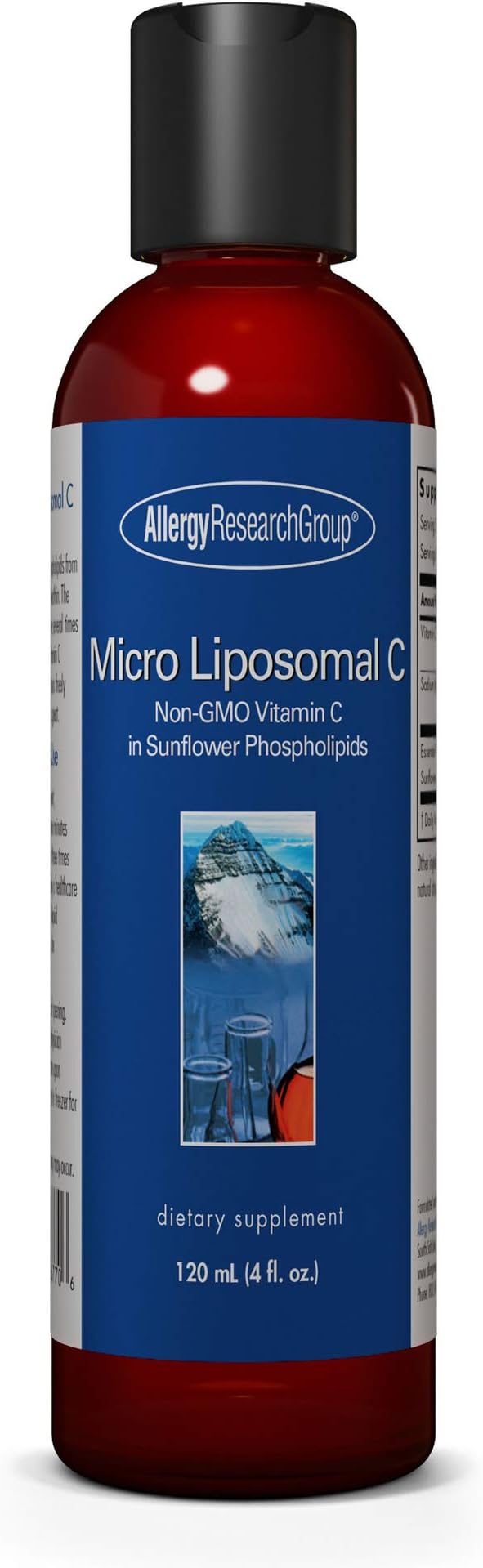 Allergy Research Group Micro Liposomal C 1000mg Supplement - Liquid Vitamin C, Sunflower Phospholipids, Sodium Ascorbate, Organic, Bioavailable, Non-GMO - 4 Fl Oz