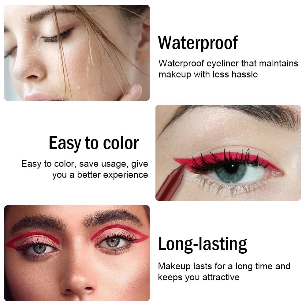 Kaely Gel Eyeliner Pencil for Women, True Red Eye Liner Waterproof Smudge Proof with Sharpener, Waterline Eye Makeup Liners, del