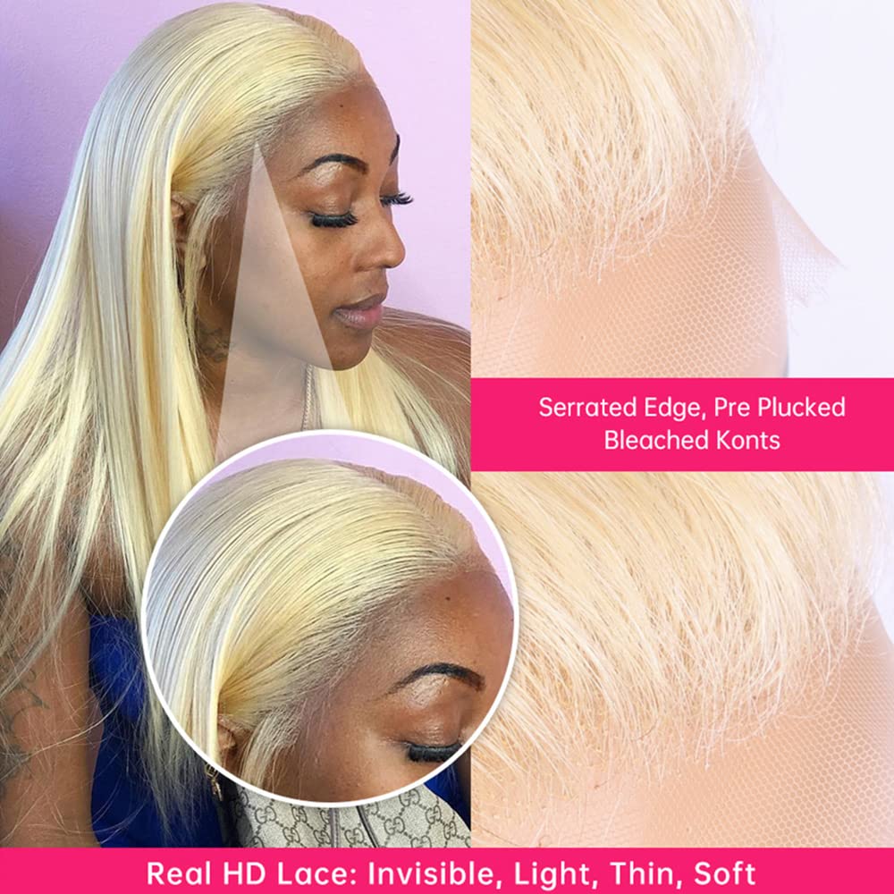 613 Frontal Straight 13x4 Transparent HD Lace Frontal Closure Ear To Ear Blonde 12A Brazilian Virgin Remy Human Hair Extension 1